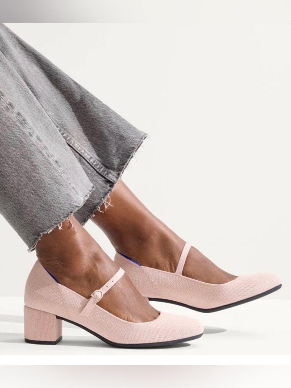 Rothy's Blush Pink Mary Jane Block Heel Pumps 8.5